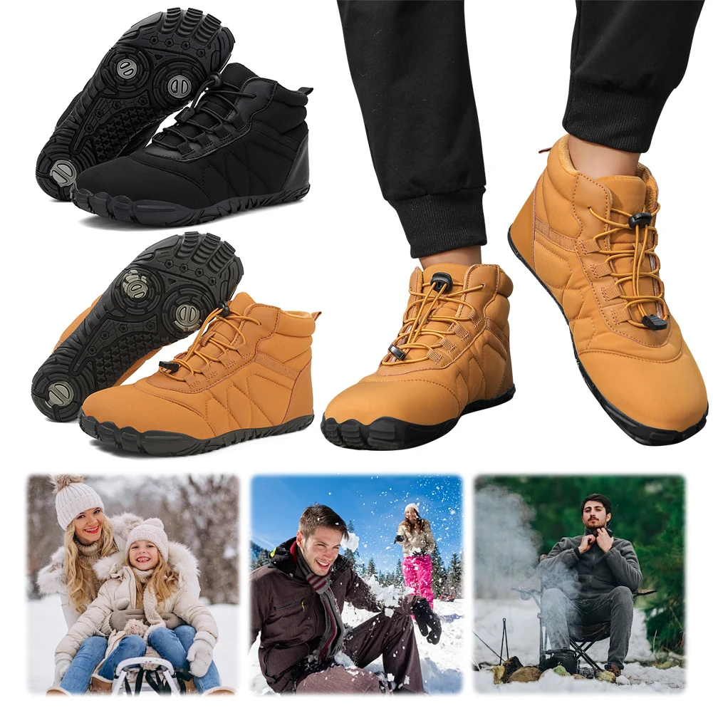 

Winter Snow Boots Lightweight Barefoot Shoes Non-Slip Minimalist Barefoot Trainers Waterproof Casual Ankle Boots for Men Women