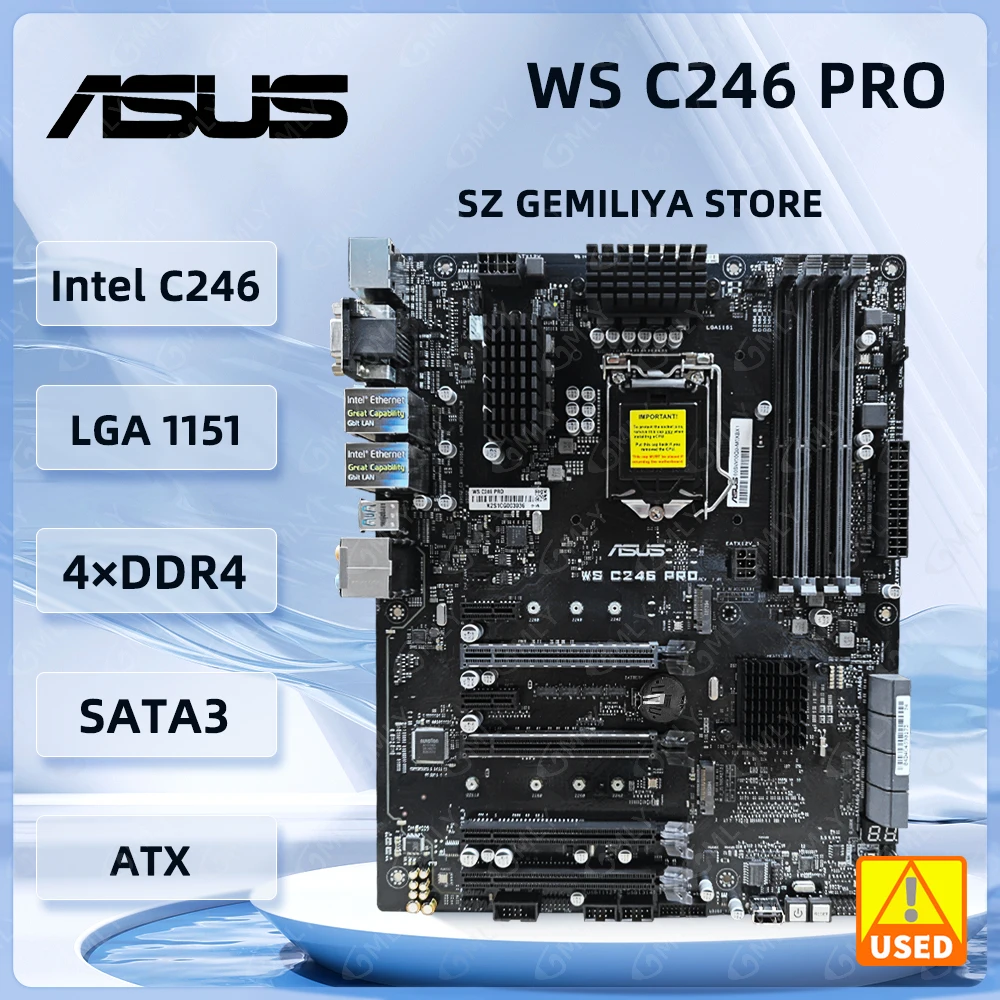 

ASUS WS C246 PRO Workstation Motherboard LGA 1151 Intel C246 DDR4 64GB support 8300 9100 8500 9400 8700 Xeon E-2124 cpu ATX
