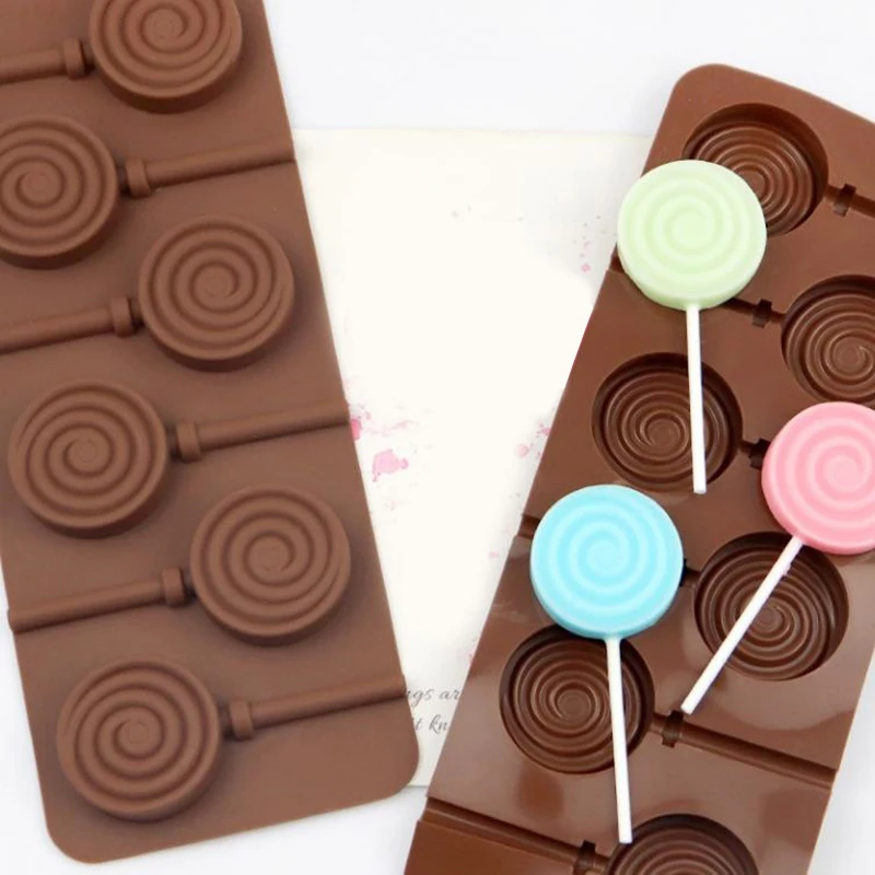 DIY Children's Candy Baking Mold Kitchen Bakeware 6 Even Doughnut Silicone Mold Lollipop Chocolate Cheese Stick Making Tools