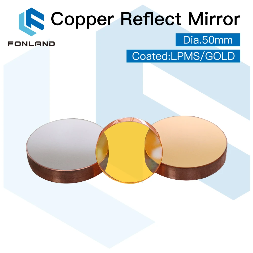 Copper Reflect Mirror Coated Gold/LPMS Dia 50mm Cu Laser Mirror For Co2 Laser Cutting and Engraving Machine