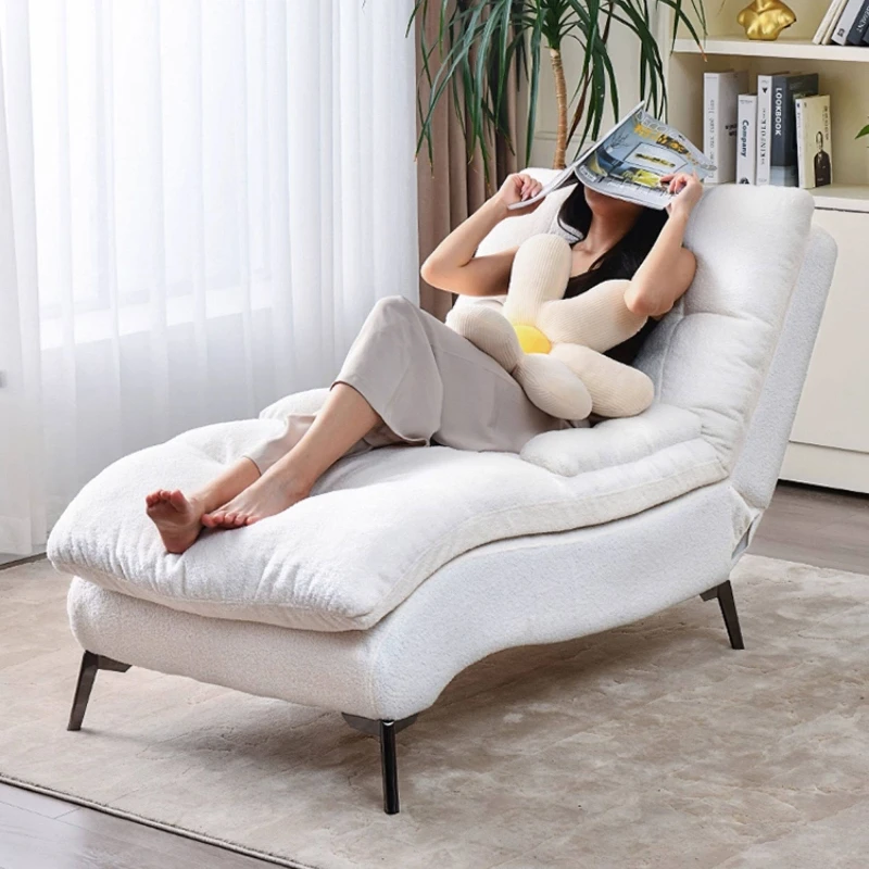 Sillones reclinables para el hogar, ajustables, cómodos, para balcón, chaise longue individual, sillón blanco, muebles de sala de estar