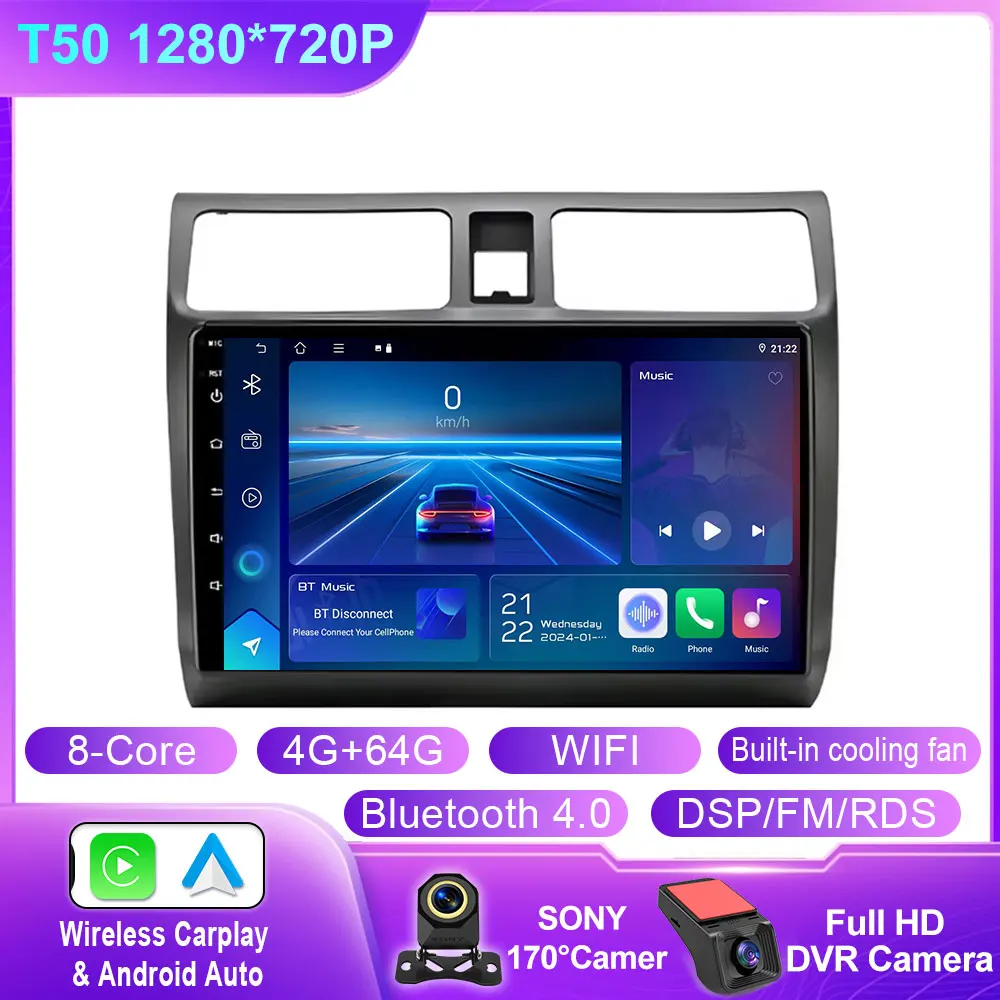 Android 14 Autoradio Voor Suzuki Swift 2003-2006 2007 2008 2009 2010 Multimedia Speler Stereo Carplay AUTO Head Unit WIFI 4G BT