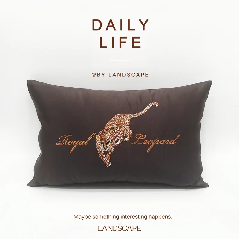 2024 New High-Precision Embroidered Leopard 50x30cm Small Pillow for Home Decor