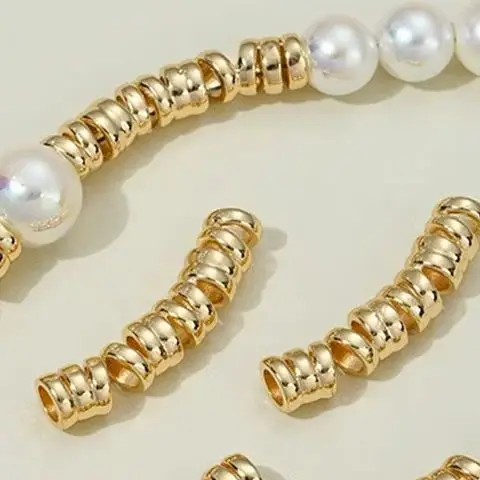 

14K Gold-plated Pearl Jewelry Accessory Material DIY Telephone Shape Curved Tube Necklace Pendant for Hand-made Jewelry Making