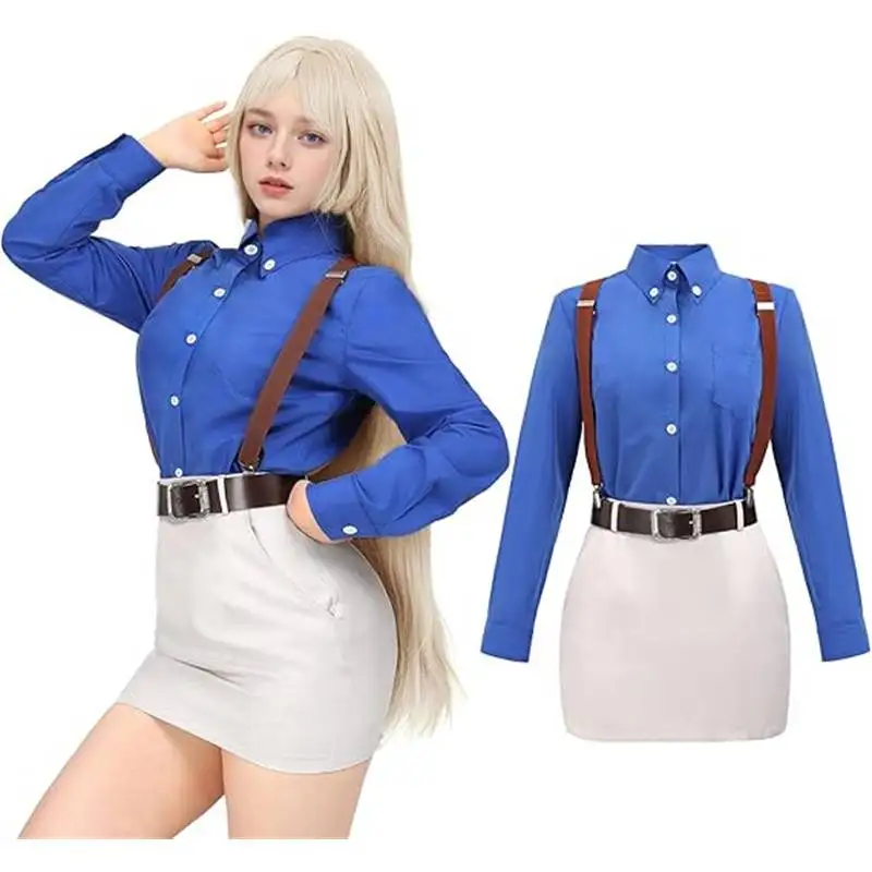 

DAZCOS Women's JJK Cosplay Costume Slim Shirt Skirt with Tie Suspender Glasses Nanami Kento Women JJK Costume