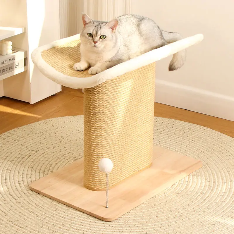 

Когтеточка для кошек из сизаля и массива дерева, кошачья кровать, устойчивая к царапинам кошачья тележка, прочная вертикальная кошачья башня