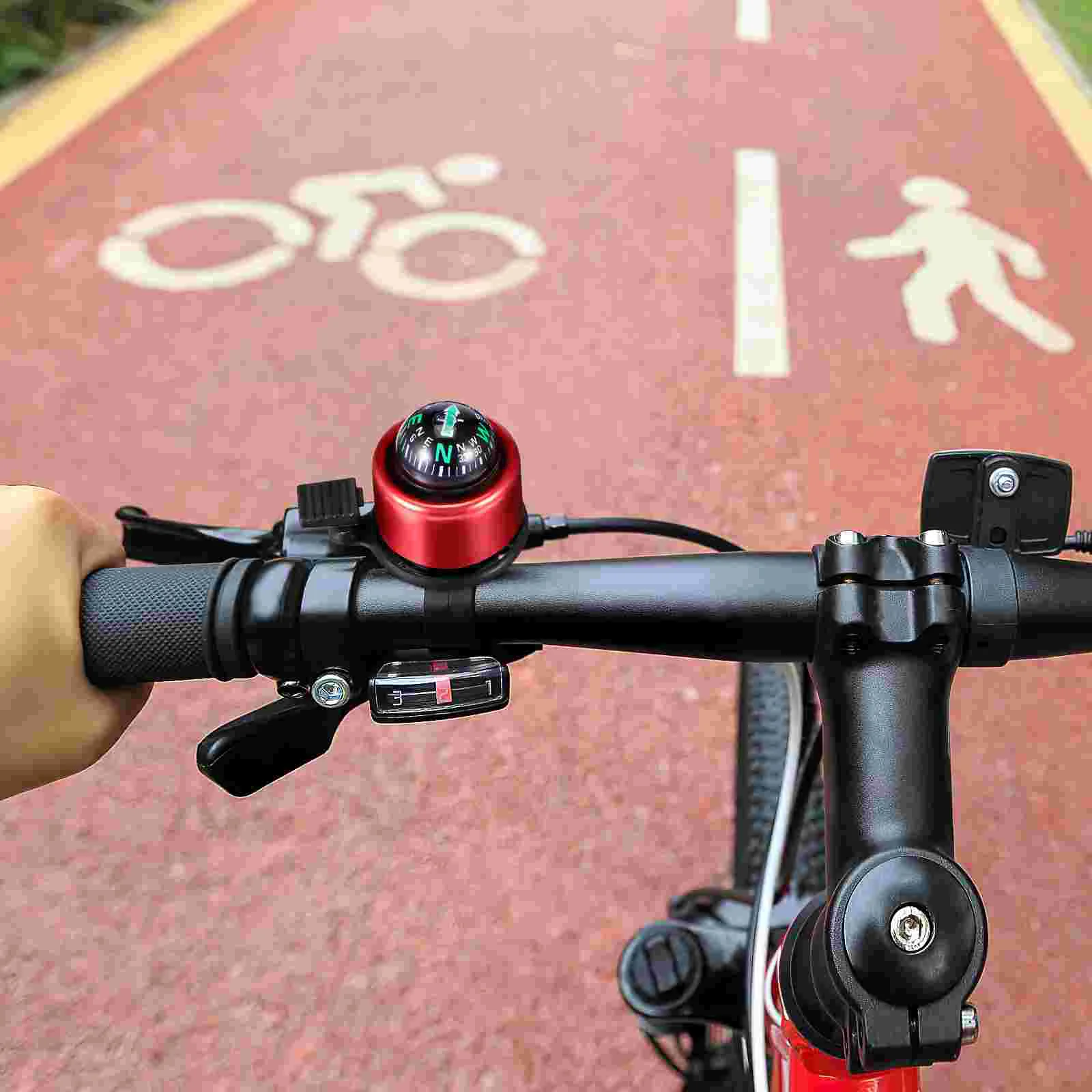 Brújula duradera para bicicleta de montaña, campanas de advertencia, accesorios para equipos de equitación (negro)