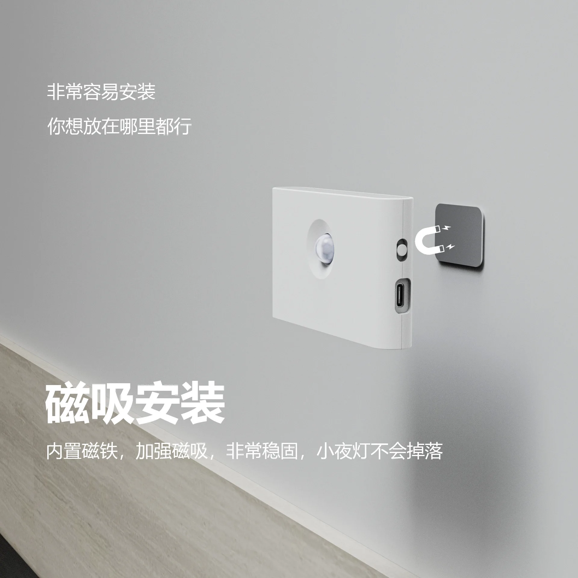 Xiaomi Intelligent induction night light LED human body infrared type-c charging wireless magnetic night light