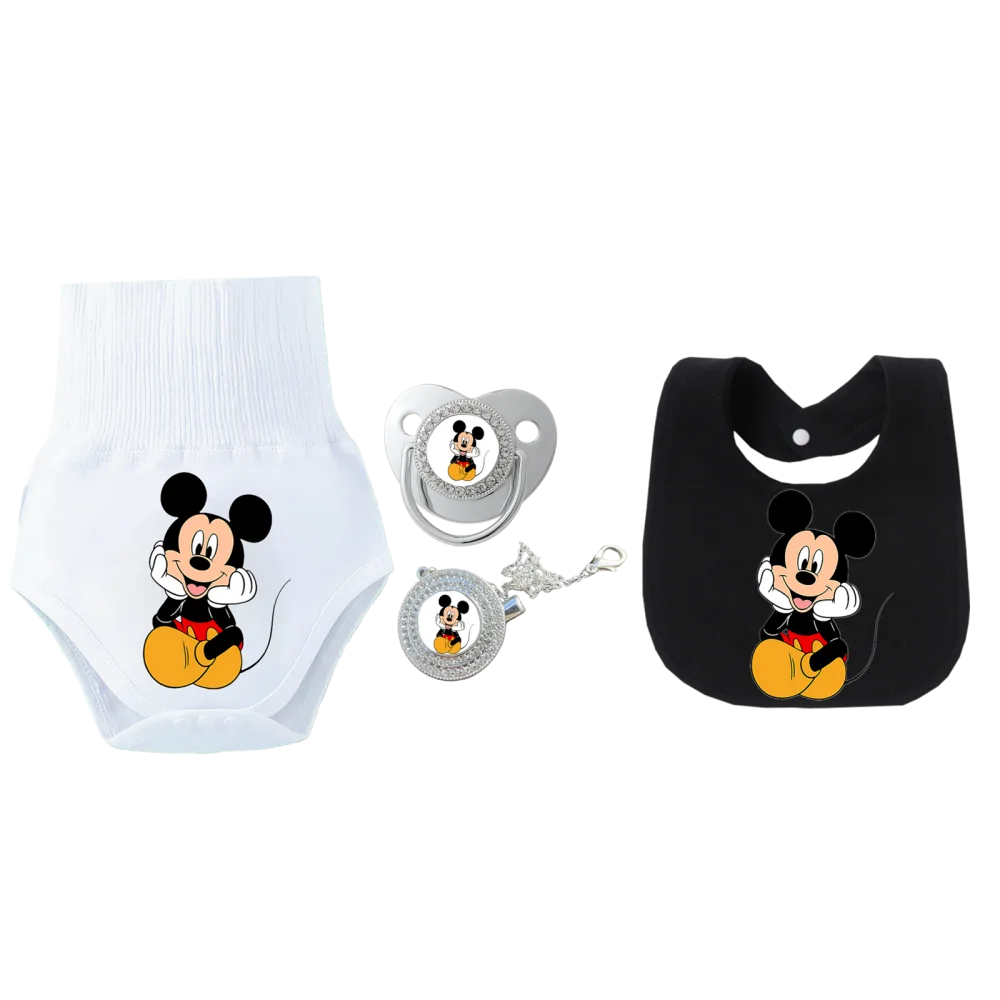 

Baby bibs + baby crawling pants + baby pacifier set for boys and girls baby feeding bibs drooling bib set drooling and teething