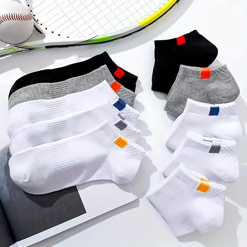 10/20/30 Men Women Sports Knitted Boat Socks Summer Odor Proof Sweat Absorbing Breathable Soft Comfortable Couple Casual Socks