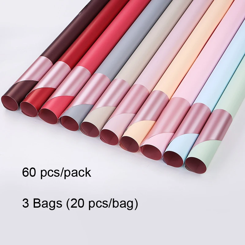 

60 pcs/set Metal Rose gold Flower color Wrapping Material metallic Gift Paper Waterproof film Present packing