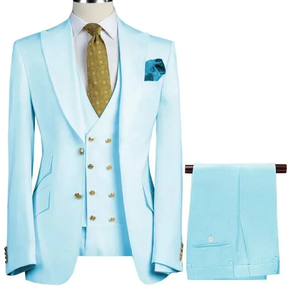

High quality Men Solid color Business Stylish Handsome Groom Best Man Wedding Single Piece Optional 3 Piece