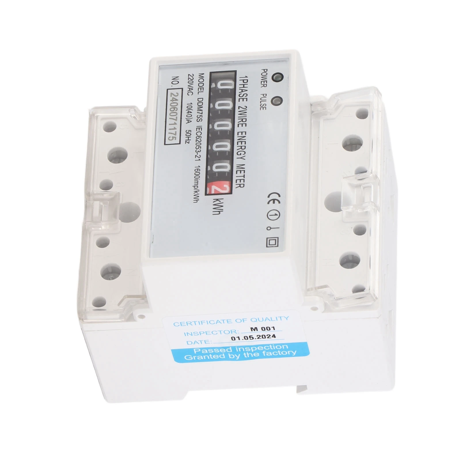 

4P Din Rail Energy Meter Single Phase 4P LED Din Rail Electricity Power Consumption Wattmeter Energy Mete DDM75S 10‑40A