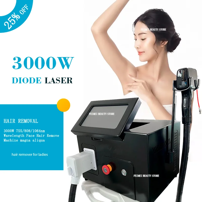 

3000W 808 Diode Laser Body Hair Removal Machine Alexandrite 3 Wavelength 755/808/1064nm Face Hair Remove For Salon Epilator