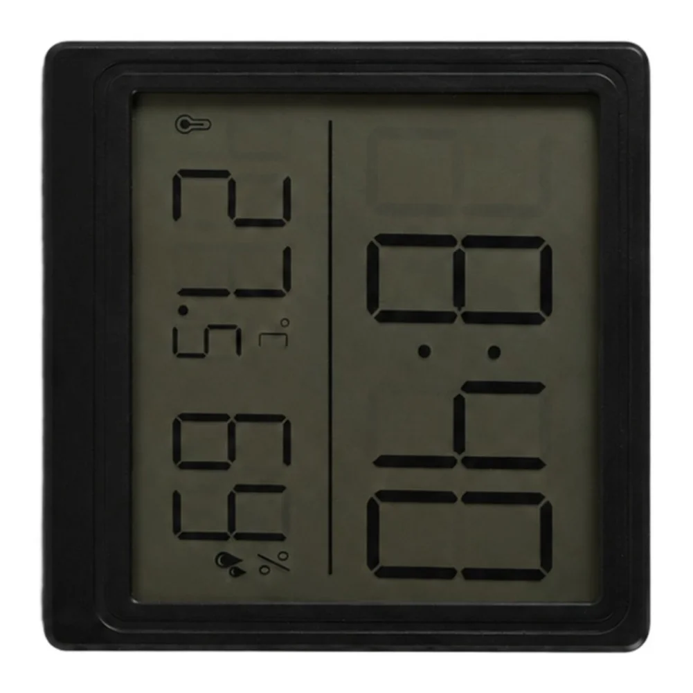 Wall Mount Hygrometer Digital Thermometer Hygrometer 12 24 Hour Format Abs Plastic Material Clear Visibility Black
