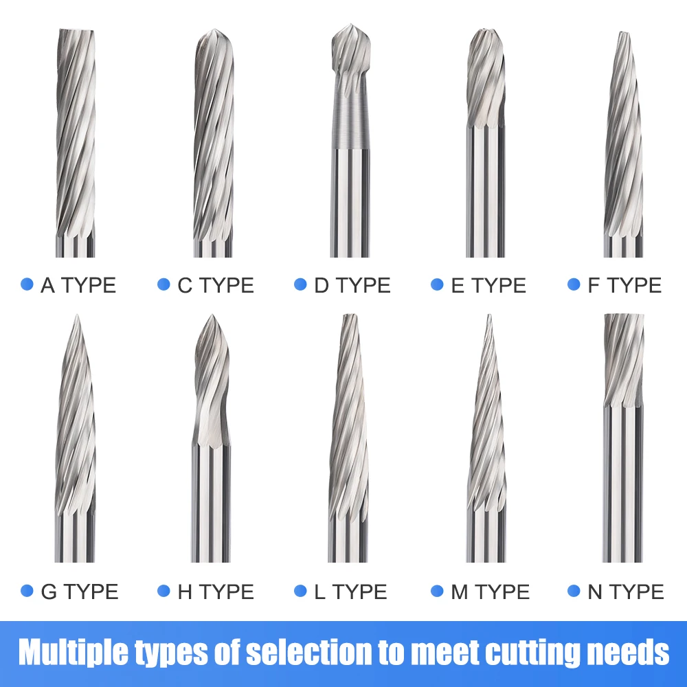  Tungsten Carbide Rotary Burrs 3x3mm Rotary Tools Accessories Singe Cut and Double Cut Rotary Files