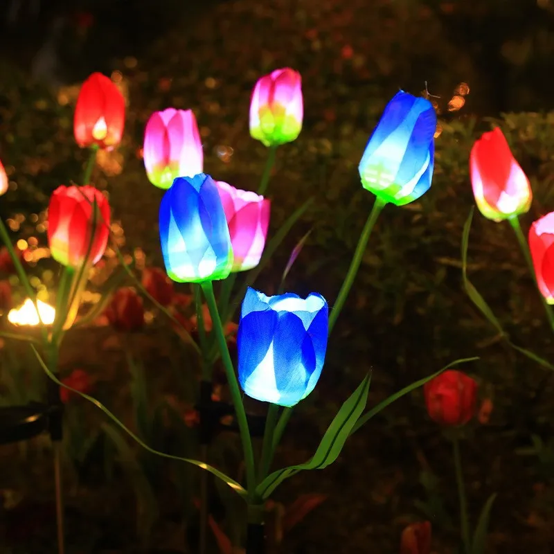 2026 Solar Powered Tulip Shaped Yard Decoration Lamp Unique Outdoor Landscape Lighting For Garden Pathway Lawn Stake Lights