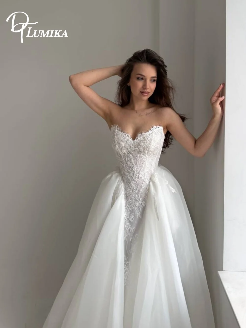 Romantic Bohemian High Neck Lace Wedding Dress 2027 Bell Flare Long Sleeve Corset Bridal Gown Vestidos De Novia свадебное платье