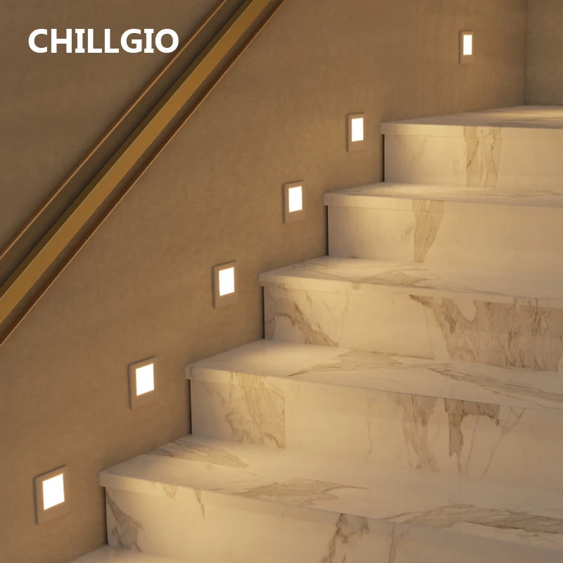 CHILLGIO Radar Detection Sensor Stairs Light Step Staircase Led Corridor Ladder Lighting Modern Home Interior Recessed Wall Lamp