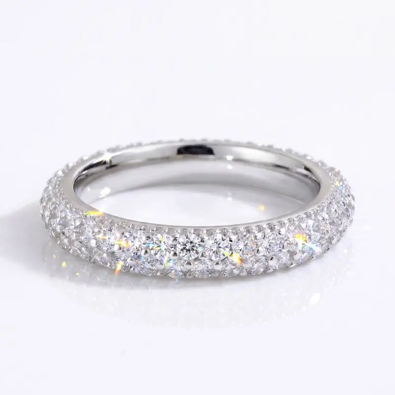 Echte Moissanit-Diamant-Eheringe in schlichtem, rundem Design für Damen, ideal für Jahrestage, originaler Luxus-Schmuck im modischen Stil. – Detail 5