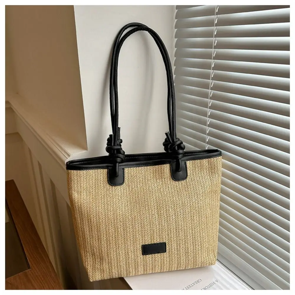 Fashion Grass Woven Shoulder Bag Handmade Braid Large Capacity Handbags Rattan Bohemian Tote for Women Girls