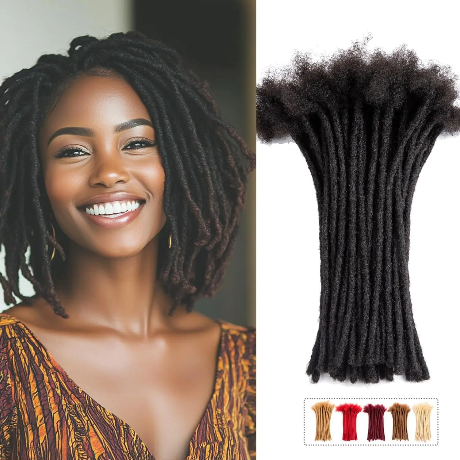 Dreadlock Extensions 0.8 Cm Width Locs Hair For Men/Women Permanent Dread Locs Extensions Synthetic Hair Full Hand-Made