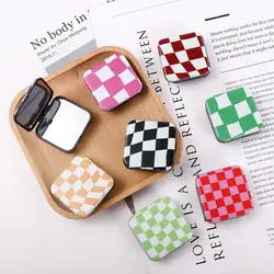 Plaid Checkerboard Foldable Cosmetic Mirror Mini Square Cosmetic Pocket Mirrors Smartphone Mirror Portable Mirror Makeup