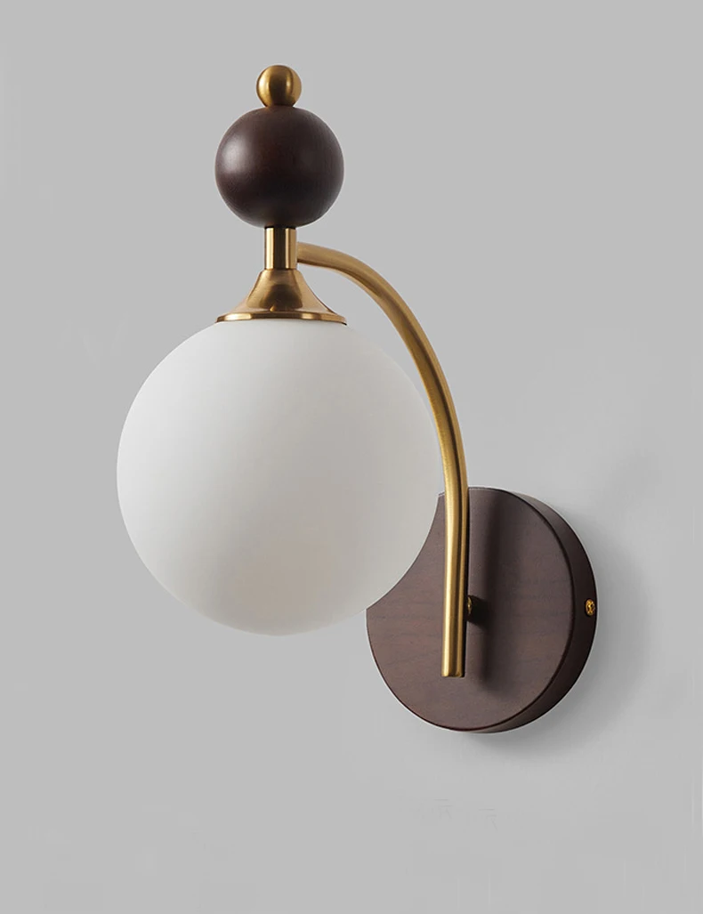 

2025 Neoclassical Wood Wall Sconce Lamp With High CRI And Anti-Blue Light Warm Japanese Glass Wall Lights Bedside Lamp