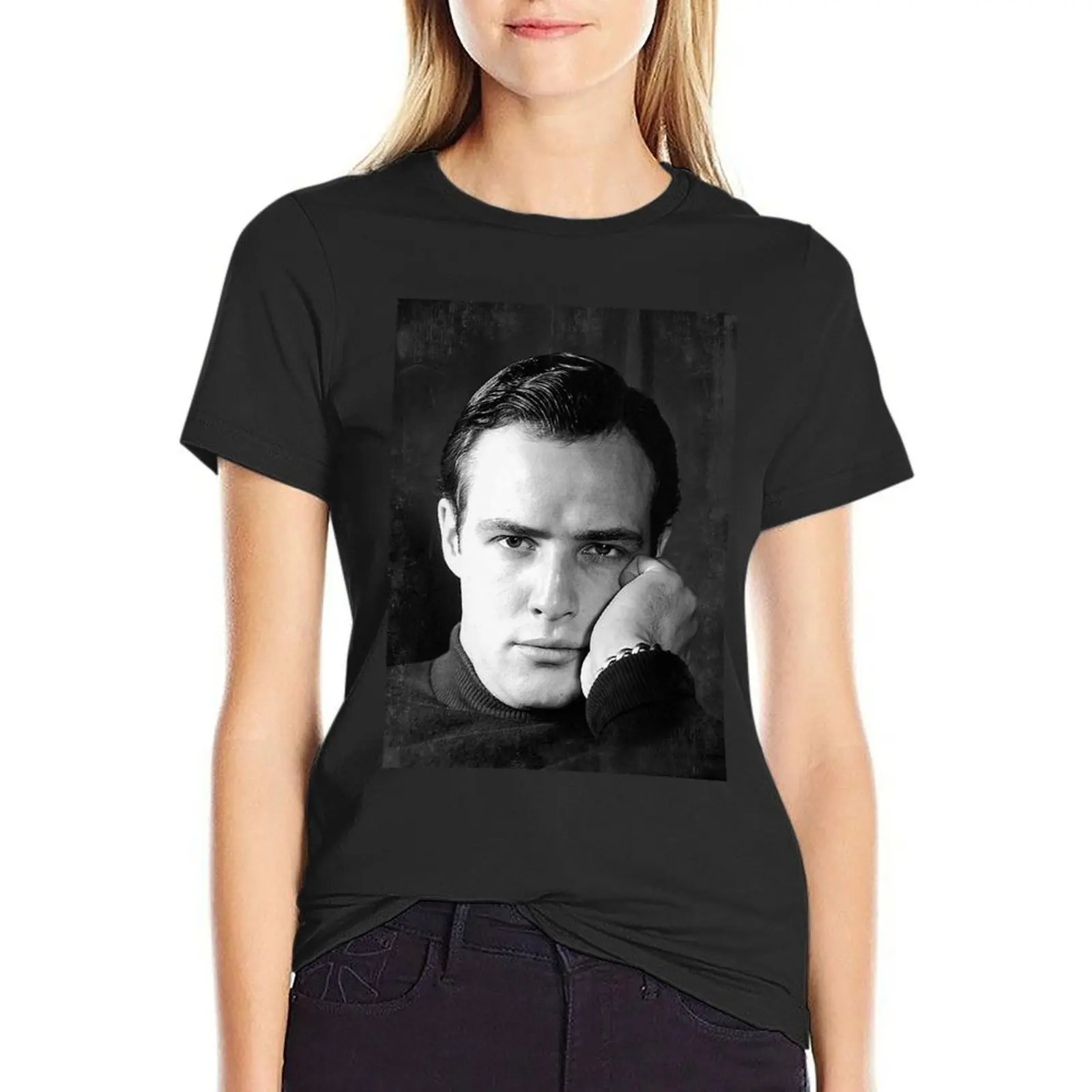 Marlon Brando - BW Vintage - D17 T-Shirt cute clothes animal prinfor Summer Women's clothing