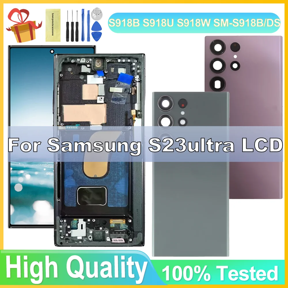 

Touch Screen Digitizer Replacement + Frame, LCD Display for Samsung Galaxy S23 Ultra, TFT S23 Ultra, G918, SM-S918B, 6.72"