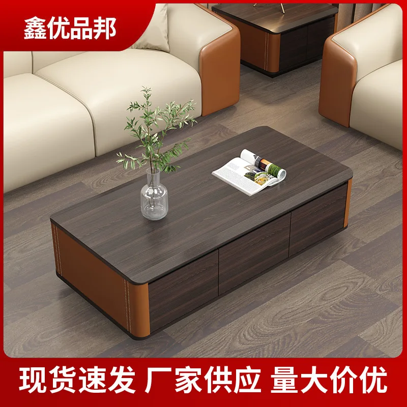 New Chinese coffee wood grain office small apartment Chinese rectangular tea coffee living room