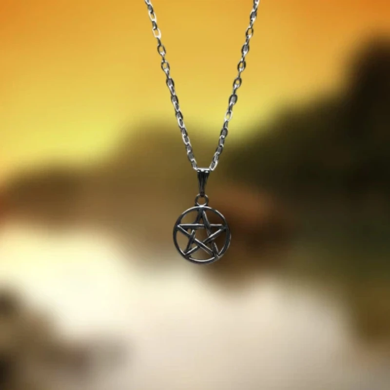 Pentagram silver plated necklace & pendent | emo goth cool fashion rock tattoo