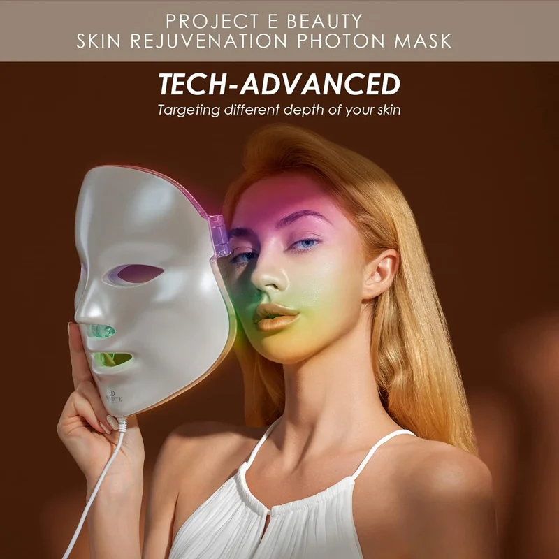 Portable wireless LED Beauty Mask 7-color LED Photon Therapy Facial Skin Care Mask USB Charging Beauty Mask