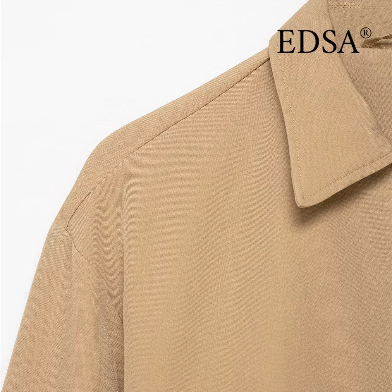 EDSA 여성 봄버 재킷 퍼프 슬리브 사이드 지퍼 턴다운 칼라 엘라스틱 트림 여성 캐주얼 코트 아우터웨어