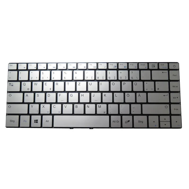 

Клавиатура для ноутбука Trekstor SURFBOOK A13 A13B A13-P A13B-CO без рамки серебристая немецкая GR новая