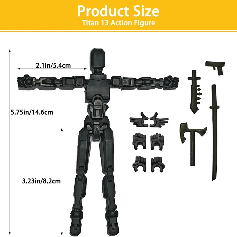 Titan T13 Action Figures Lucky Dummy 13 Robot Anime Figures Fidget Toys for Boy Autism Toy Multi Joints Movable Cool Gadget Toys