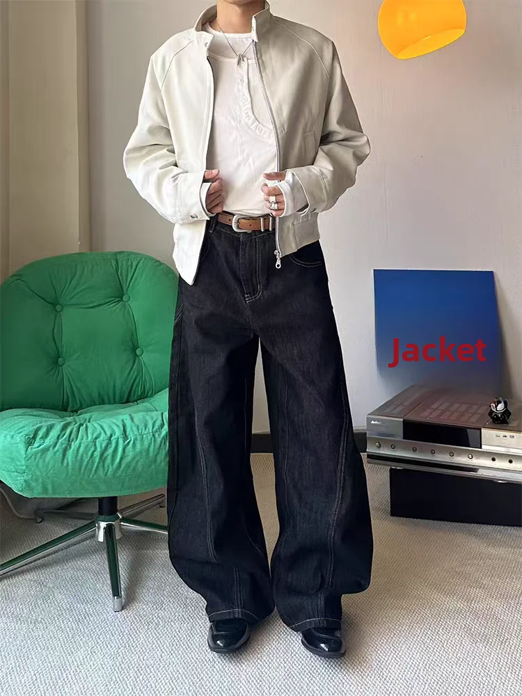 

American Sle Curved Knife Original Cow Bla Flared Jeans Men CleanFit Small God Pants Embroidered Casual Versatile Pants