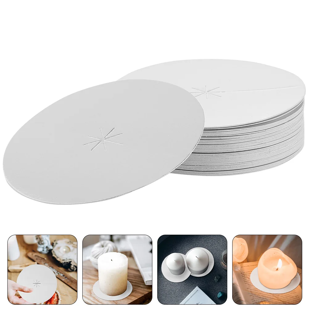 50 Pcs Candles Tray Paperboard Protectors Drip Silver for Table Disc Beeswax Shopping