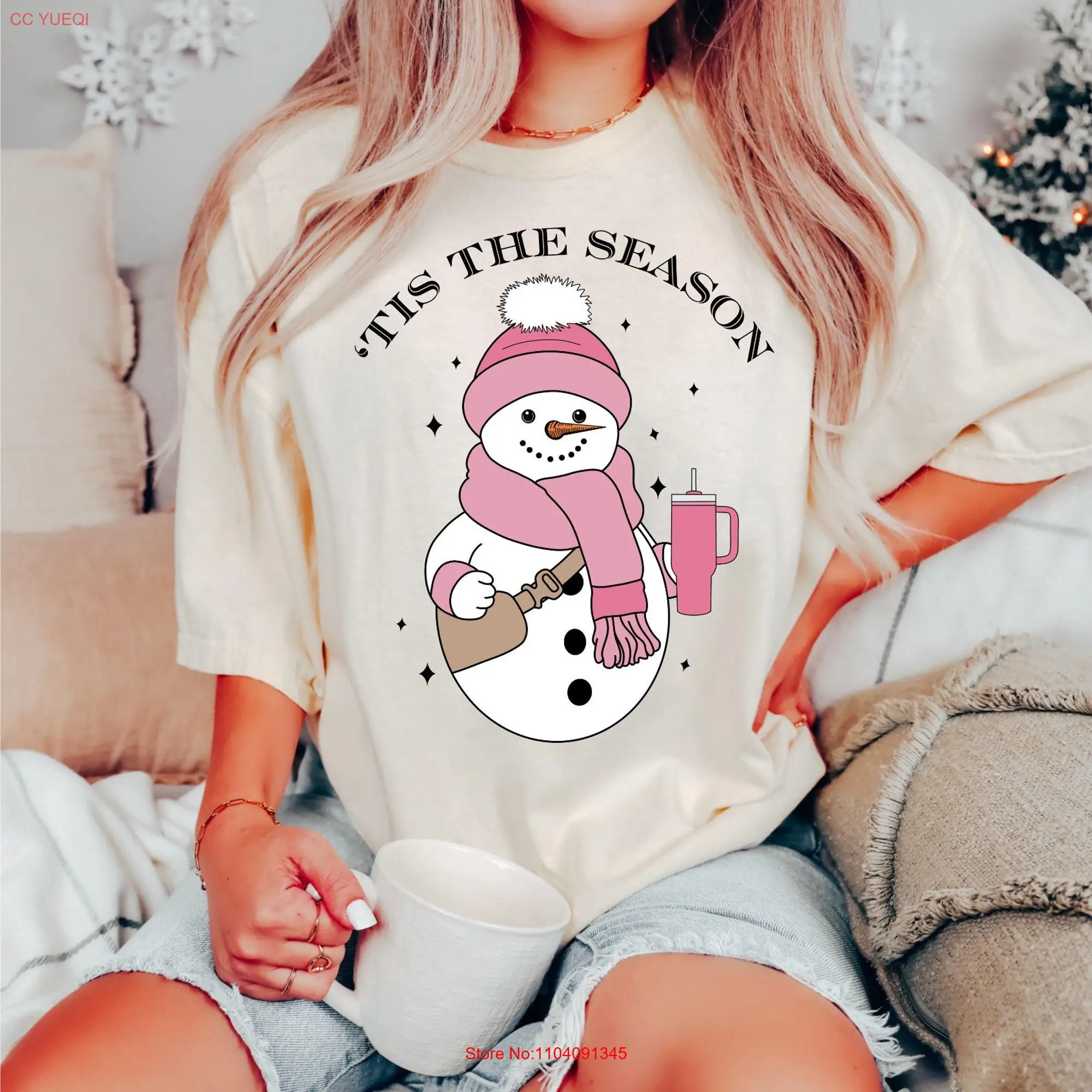 Comfort Colors T Shirt Women's Christmas Vintage Santa Retro Snowman long or short sleeves