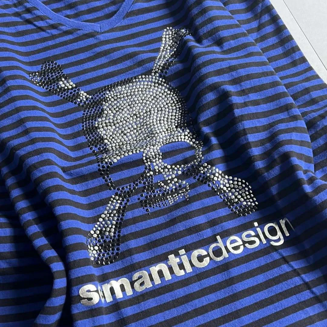 Retro Gothic Striped Long Sleeve T-Shirt Y2K Fashion Street Style Versatile Men's And Women's Top for Autumn Winter in the Unite