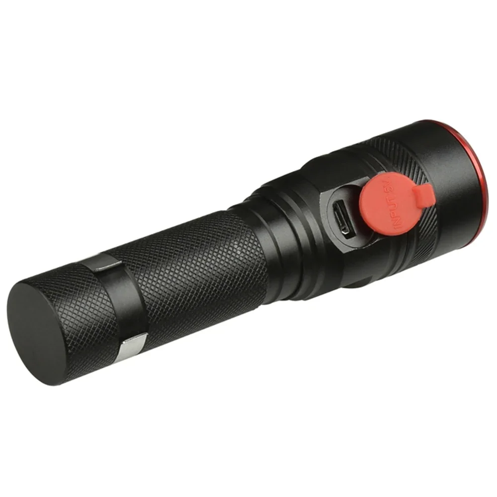 Linterna Led Linterna recargable con USB T6 con zoom, linterna de 3 modos, adecuada para camping 18650 con cable USB