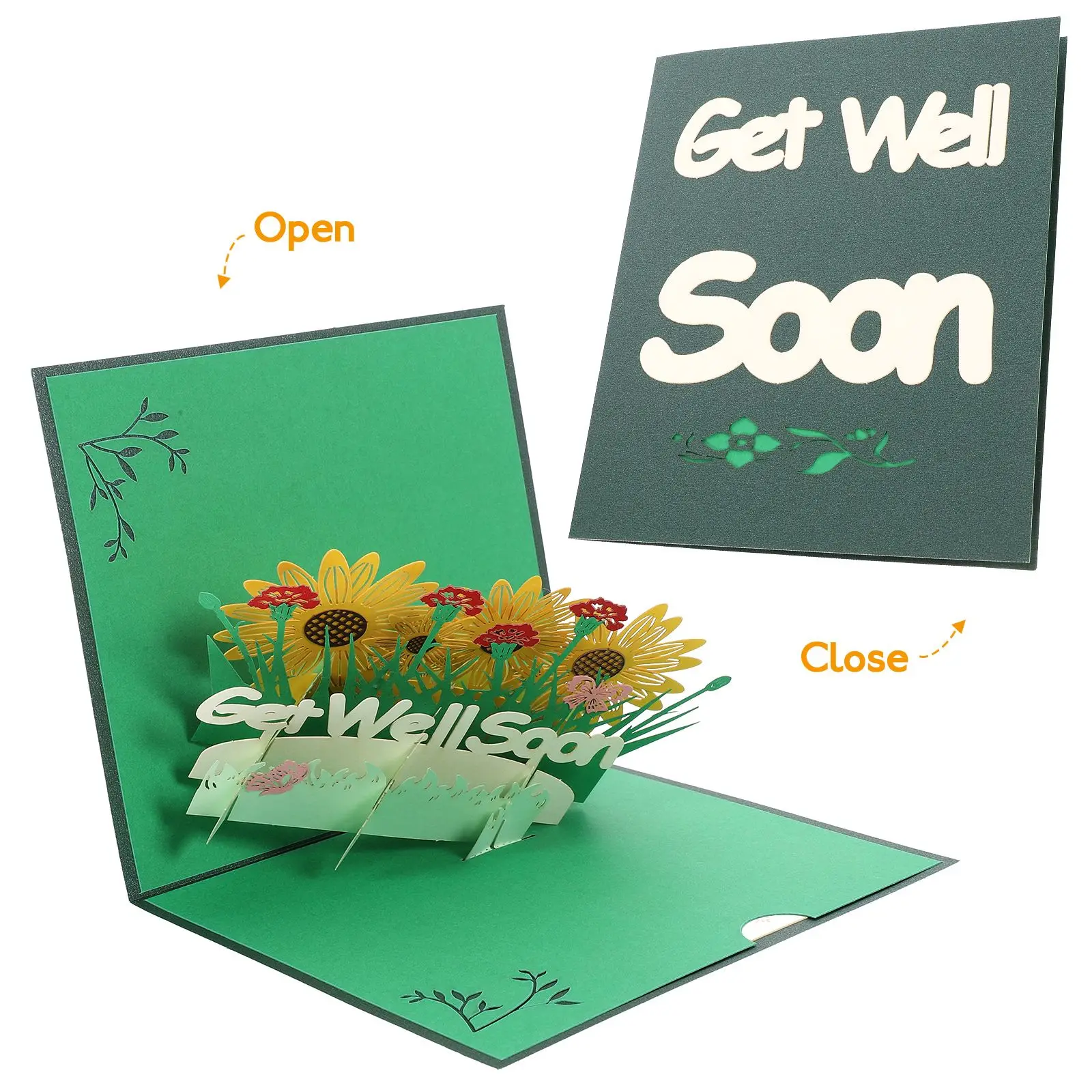3D Greeting Cards Get Well Soon Three Dimensional Paper Cards Envelope Color Random Lightweight Gift Idea Holiday Blessing Card