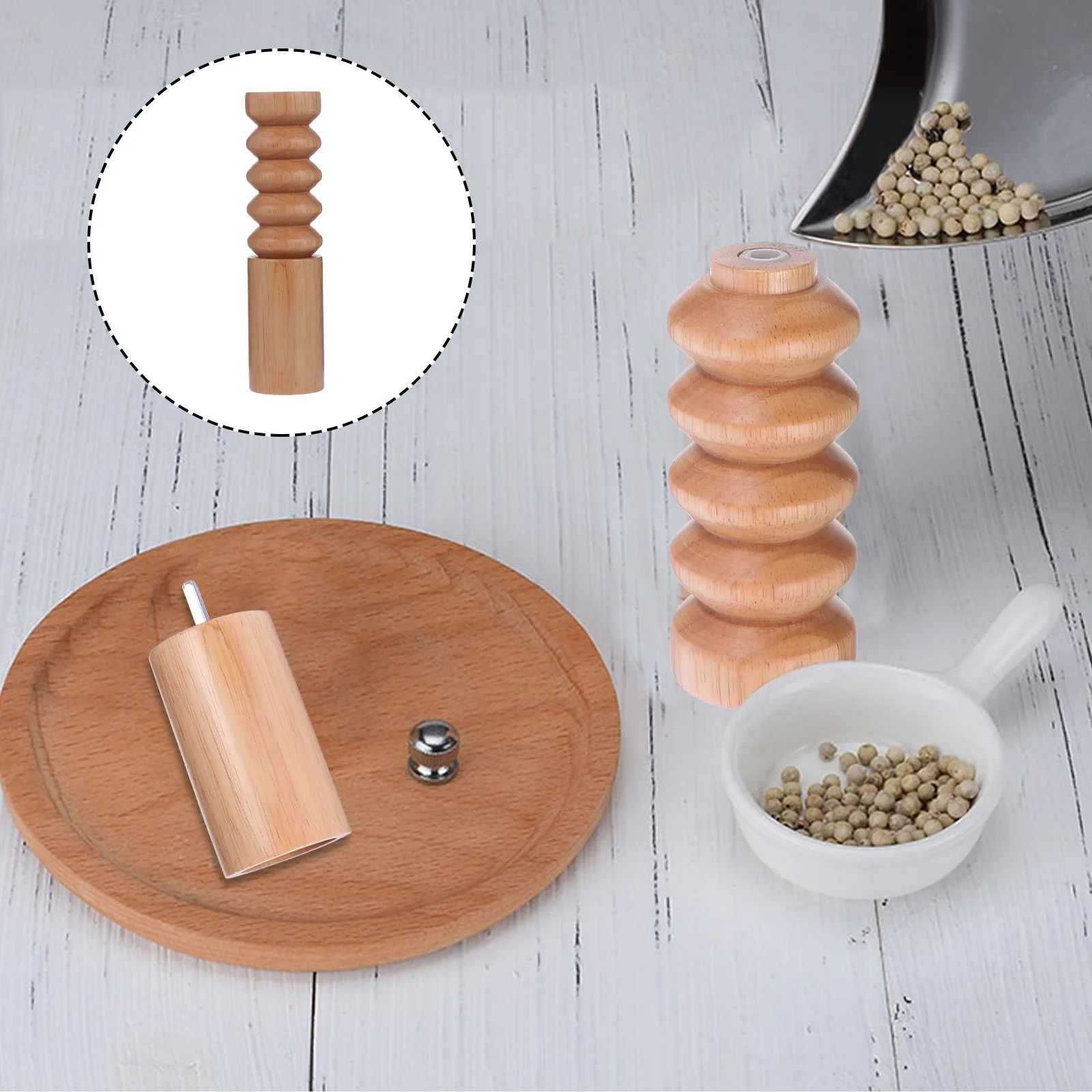 

Wooden Pepper Mill Cumin Salt Tool Manual Crusher Bottle Easy Clean Kitchen