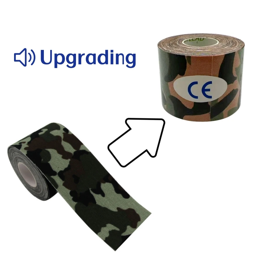 Kinesiologie Sporttape 5CM Gymbescherming Camouflage Gedrukt Spier Kniepijnverlichting Zelfsluitende lijm voor fitness hardlopen