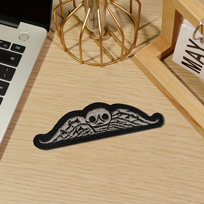 1pc Death God's Head Tombstone Embroidered Patch - Easy to iron and sew fabric patch, suitable for clothes, hats, shoes and bags