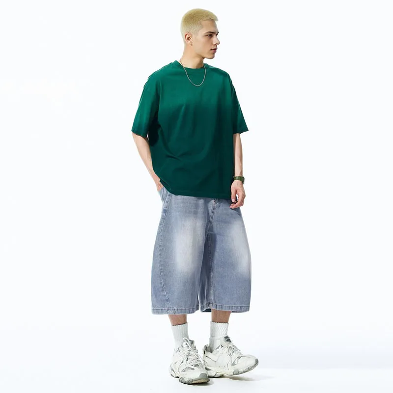 2025 뉴 블루 보이프렌드 진 루즈핏 와이드 레그 스트릿 스타일 (젊은 남성용)