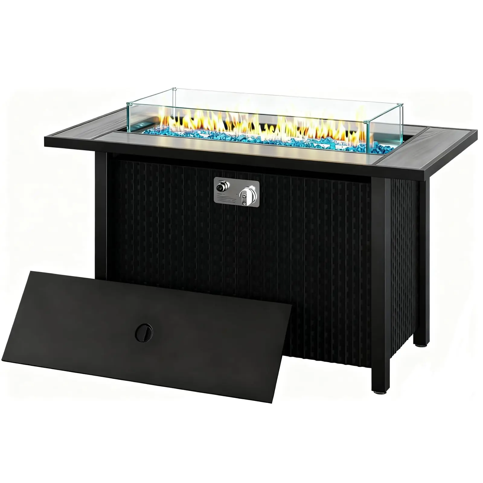 45 Inch Propane Fire Pit Table, 50,000 BTU Outdoor Gas Fire Pit for Patio & Backyard, 2-in-1 Firepit Dining Table with