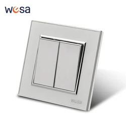 WESA White Mirror Acrylic Wall Switch Flame retardant Panel 2 Gang 1 Way Wall Rocker Switch On / Off 16A AC 250V 86mm*86mm News