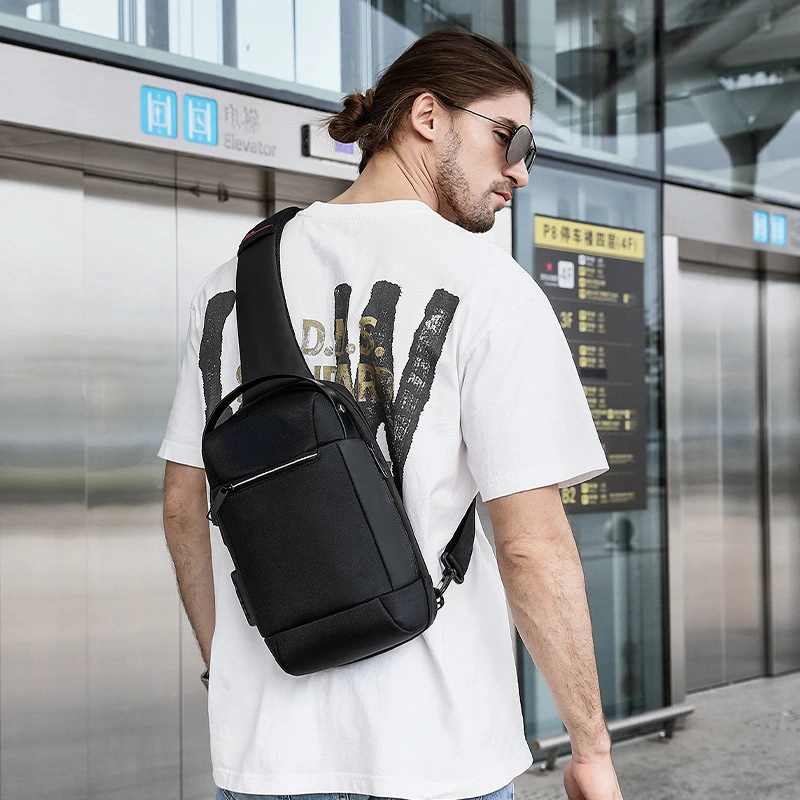 Chest Pocket Men's Business Crossbody Bag Men's USB Anti-theft Fashion Casual Multifunctional Casual Bag