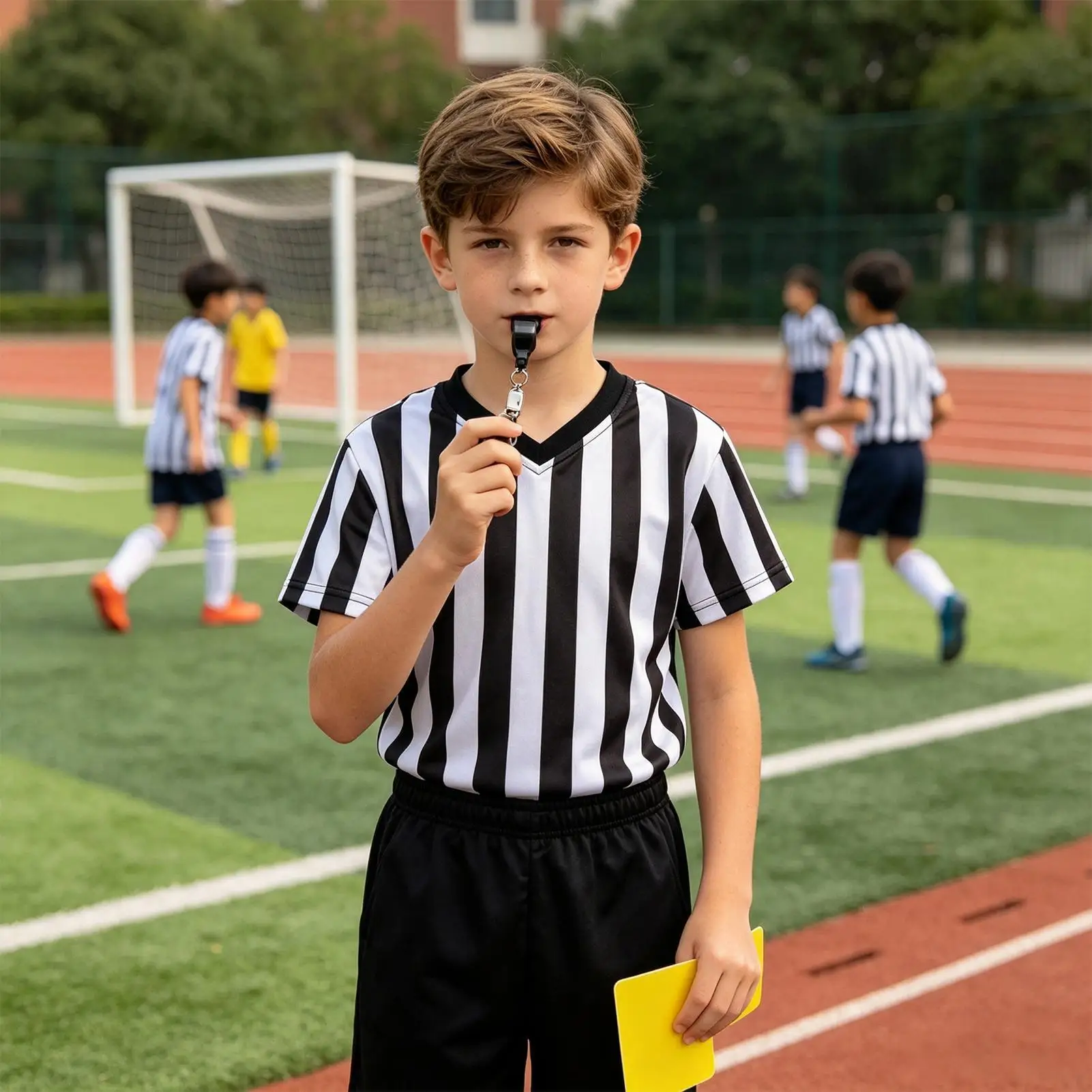 Black and White Stripe Basketball Referee Shirt Quick Dry Ref Jersey Kids Sports Referee Jersey for Boys Girls Football Hockey